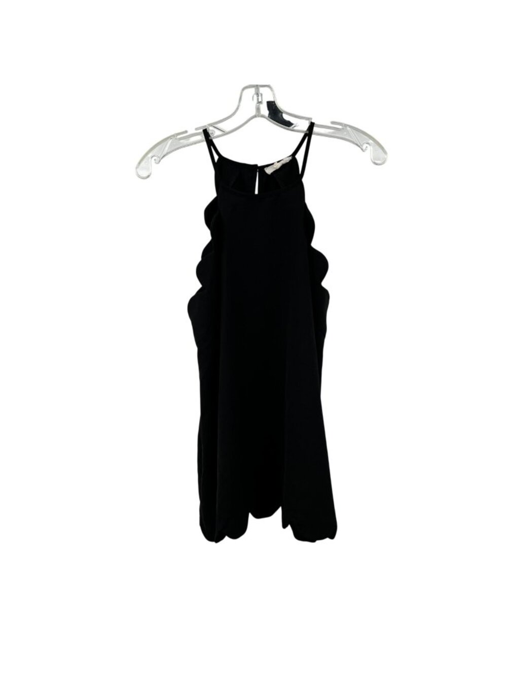 Entro Womens Sleeveless Top Scalloped Black Size Large